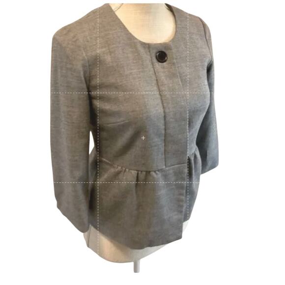 J. CREW FACTORY Grey Gray Business Casual Coquette Jacket Peplum Blazer Size 8 - Picture 8 of 13
